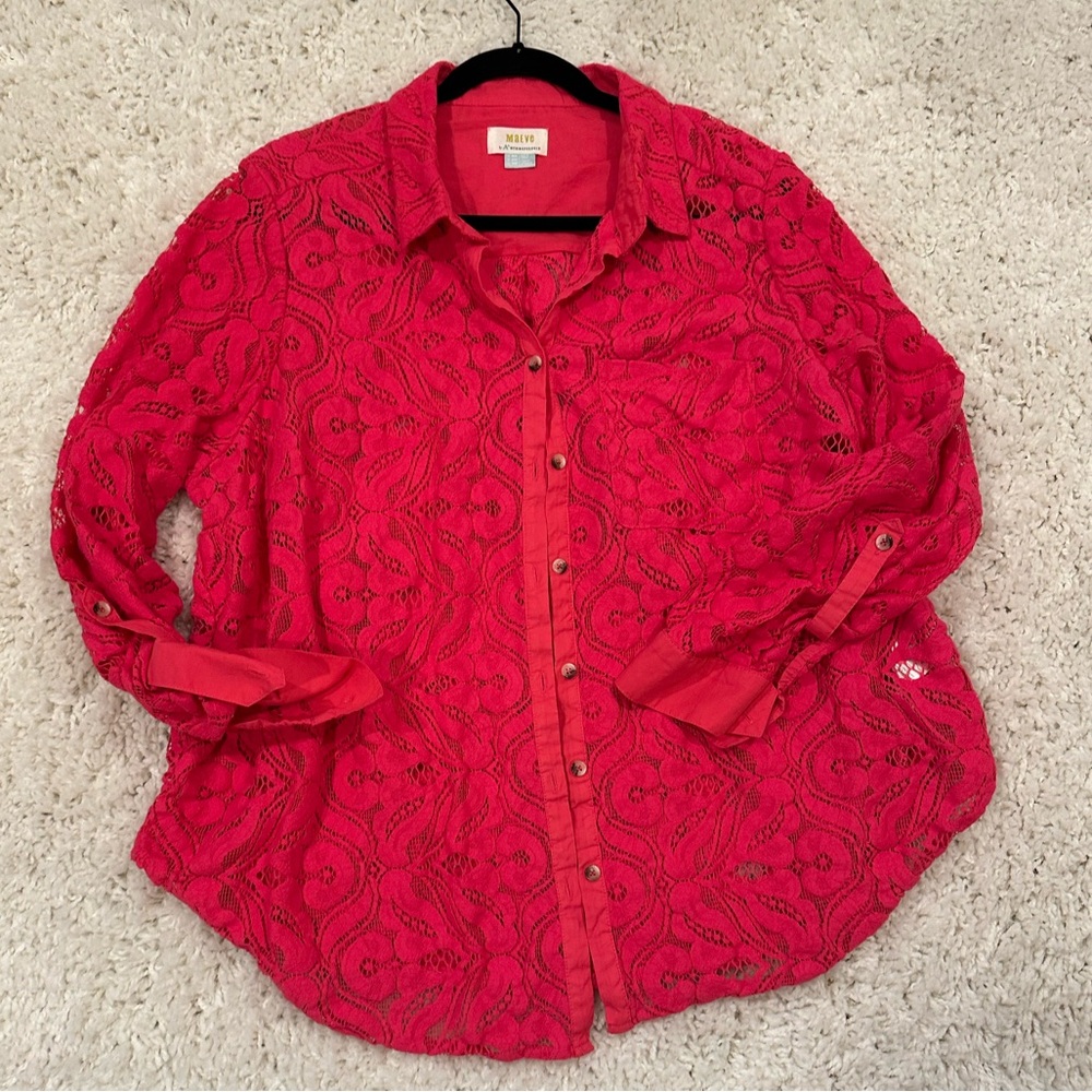 Maeve Lace Button Up